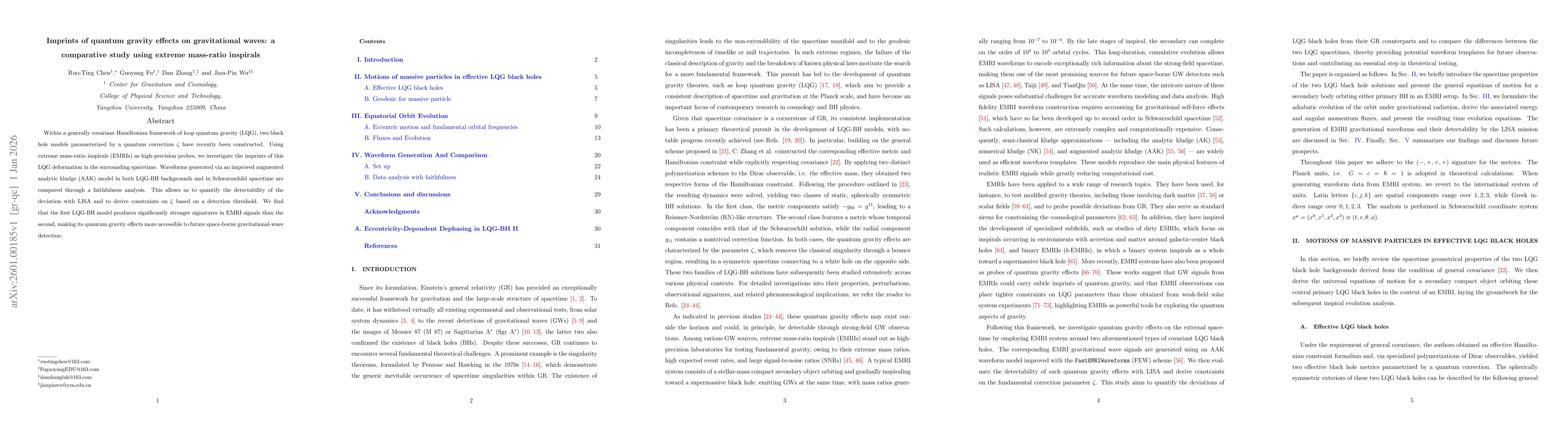 Thumbnail for Imprints of quantum gravity effects on gravitational waves: a comparative study using extreme mass-ratio inspirals
