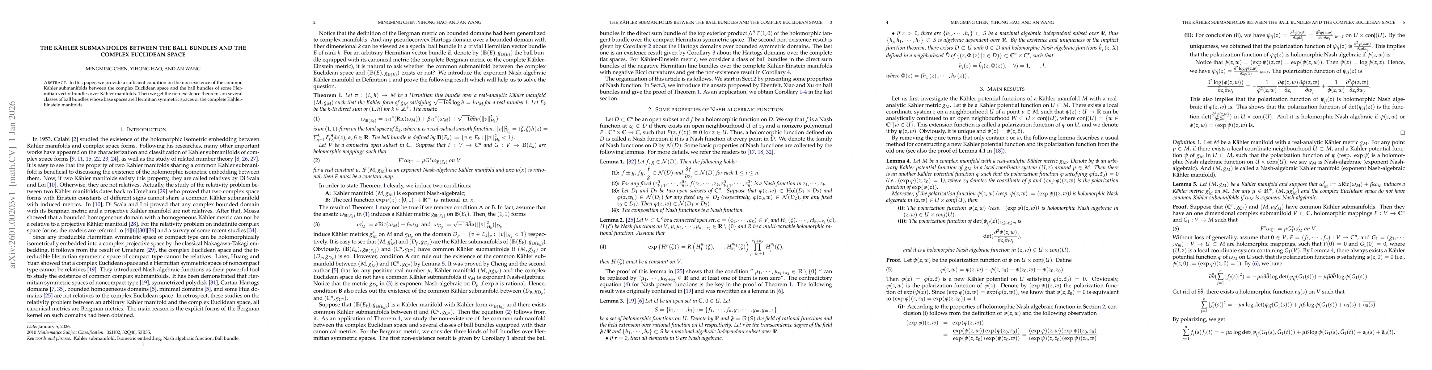 Thumbnail for The Kähler submanifolds between the ball bundles and the complex Euclidean space