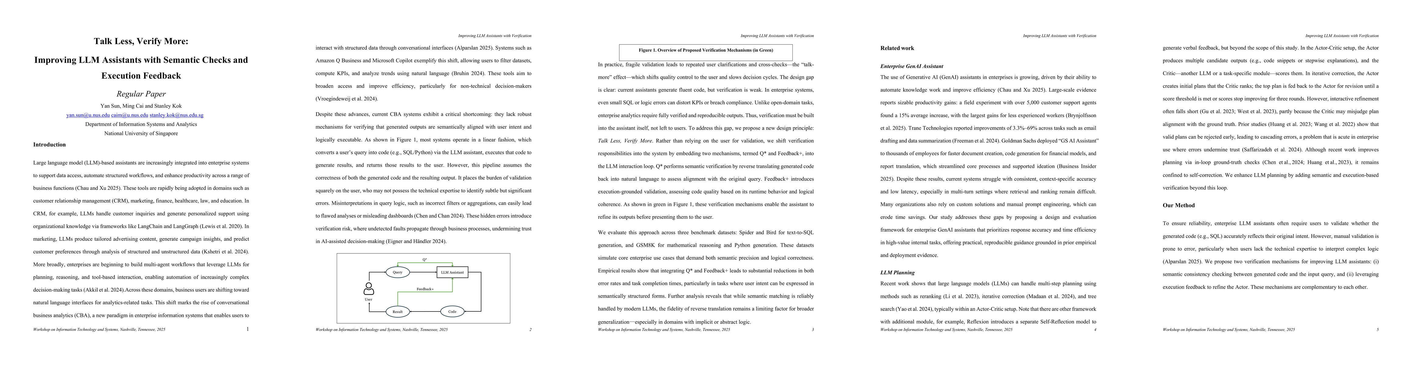 Thumbnail for Talk Less, Verify More: Improving LLM Assistants with Semantic Checks and Execution Feedback