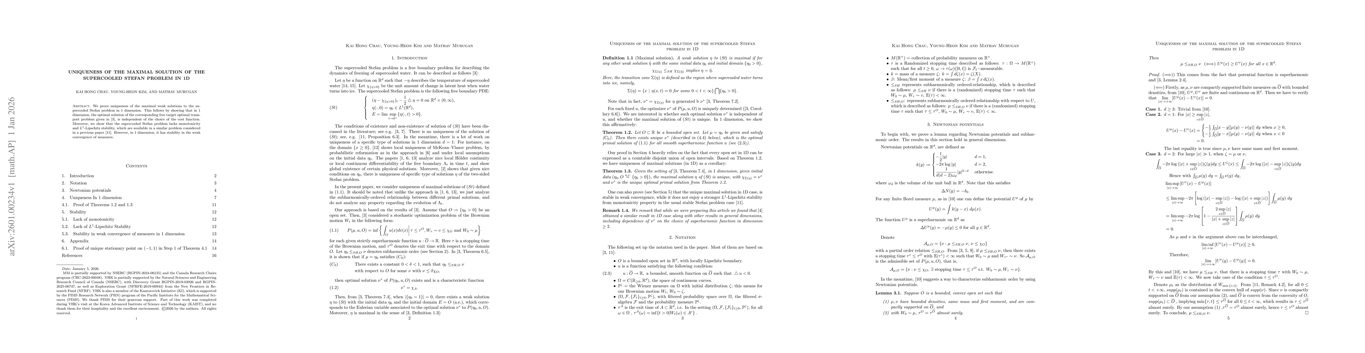 Thumbnail for Uniqueness of the maximal solution of the supercooled Stefan problem in 1D