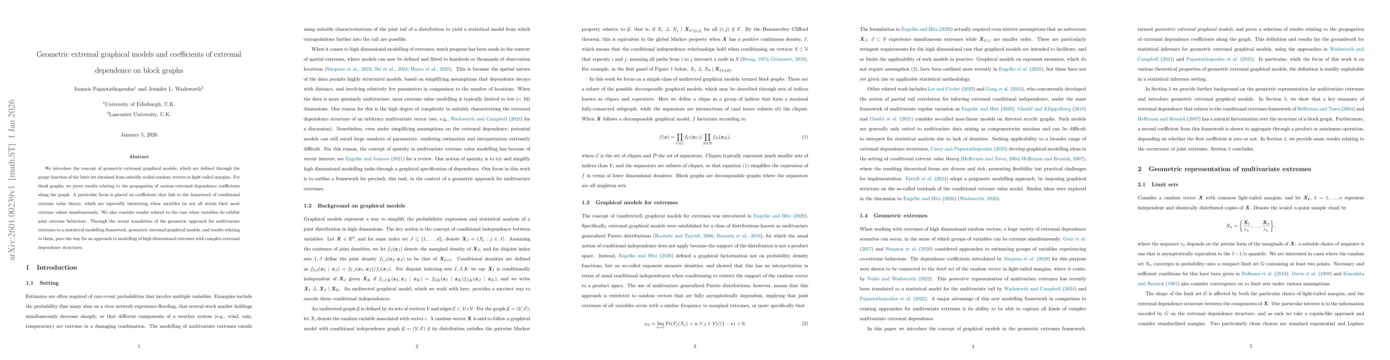 Thumbnail for Geometric extremal graphical models and coefficients of extremal dependence on block graphs
