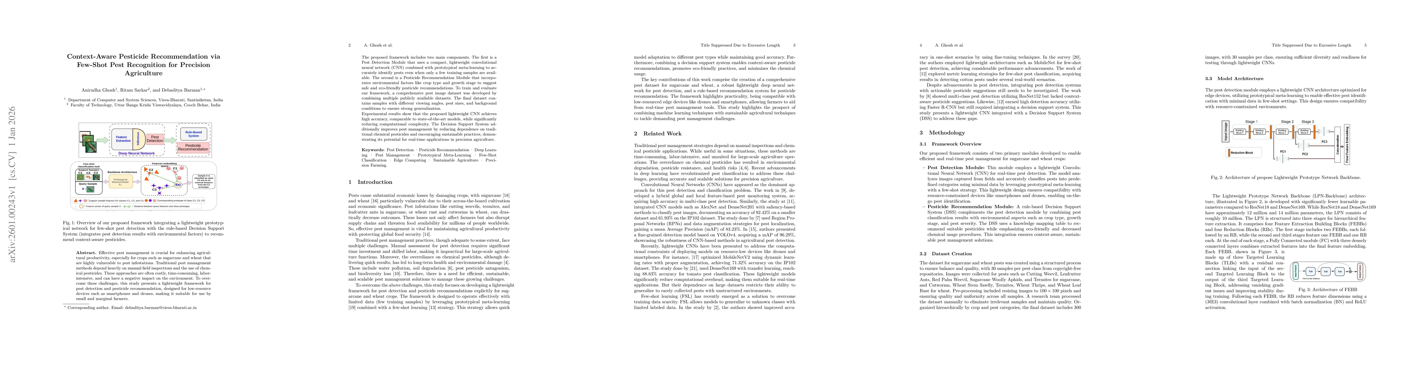 Thumbnail for Context-Aware Pesticide Recommendation via Few-Shot Pest Recognition for Precision Agriculture