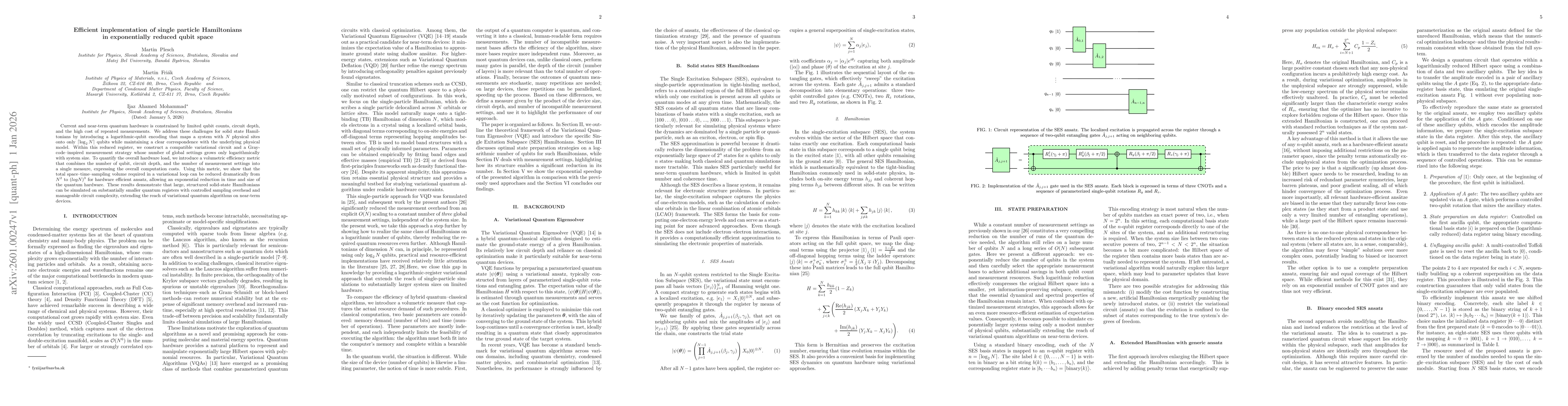 Thumbnail for Efficient implementation of single particle Hamiltonians in exponentially reduced qubit space
