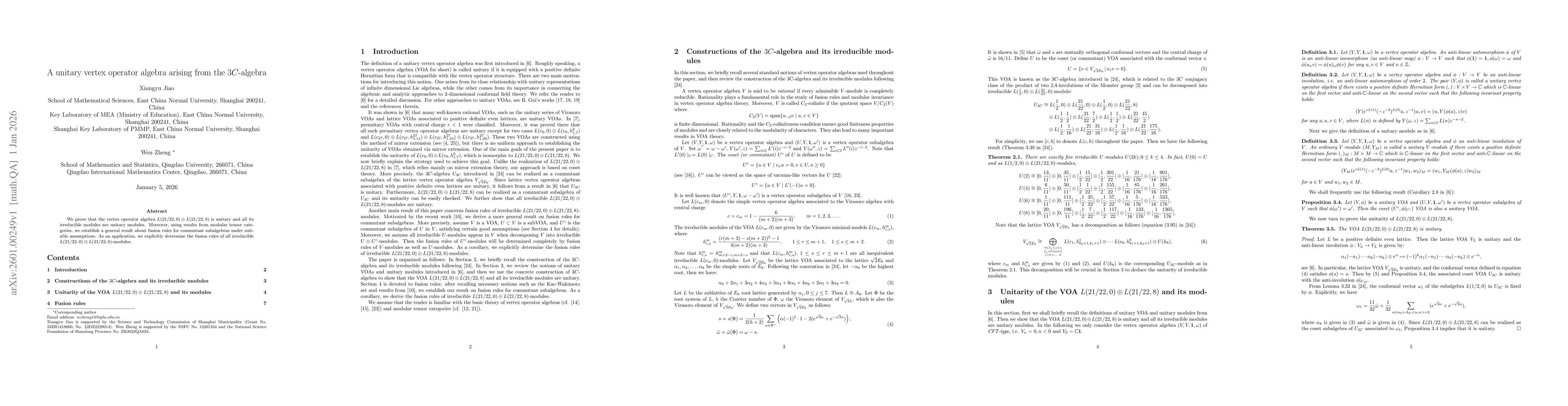 Thumbnail for A unitary vertex operator algebra arising from the 3C-algebra