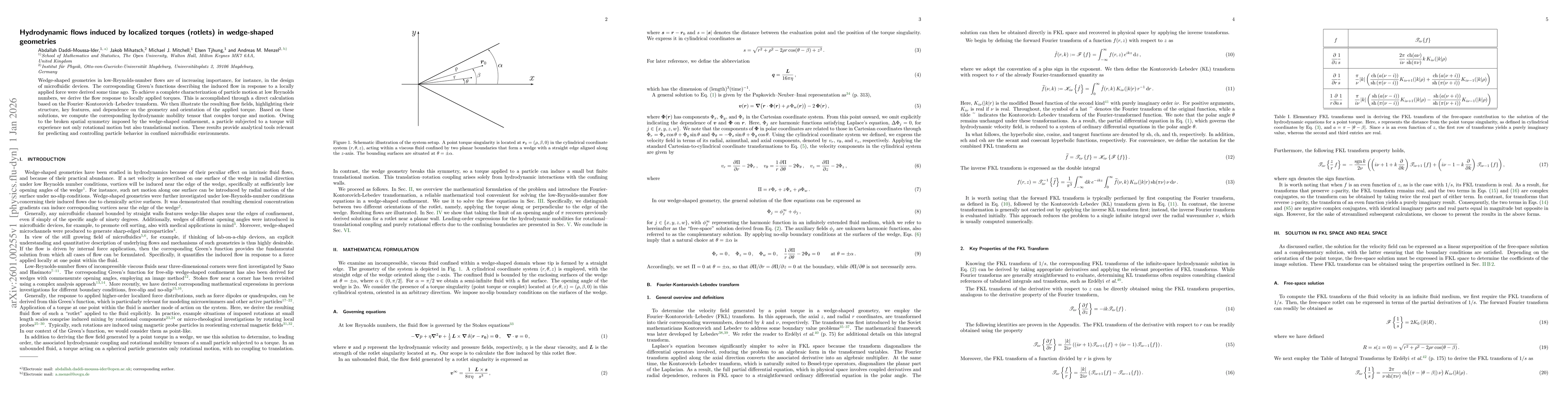 Thumbnail for Hydrodynamic flows induced by localized torques (rotlets) in wedge-shaped geometries