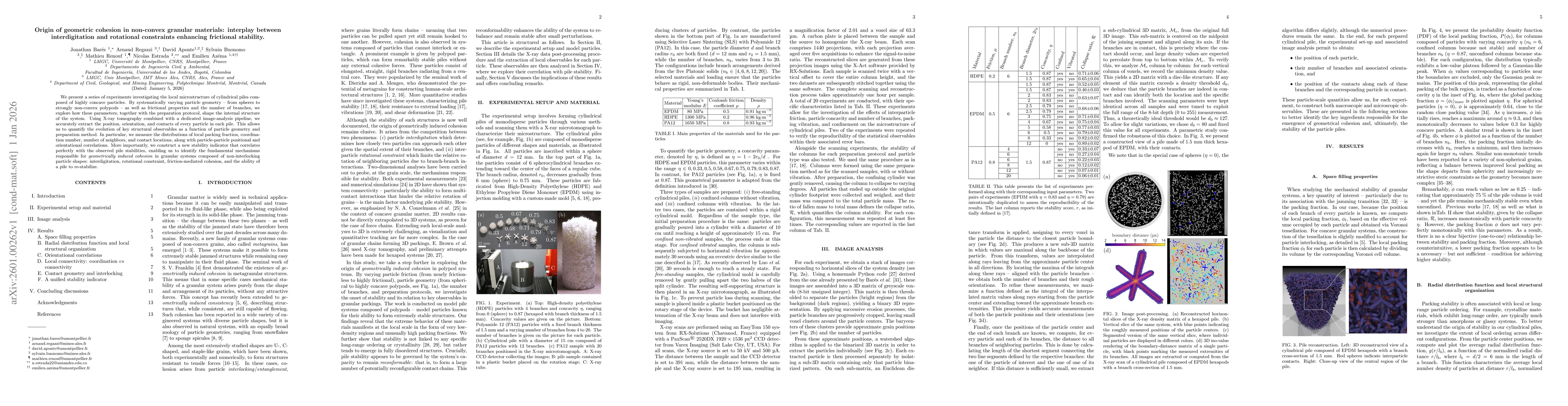 Thumbnail for Origin of geometric cohesion in non-convex granular materials: interplay between interdigitation and rotational constraints enhancing frictional stability