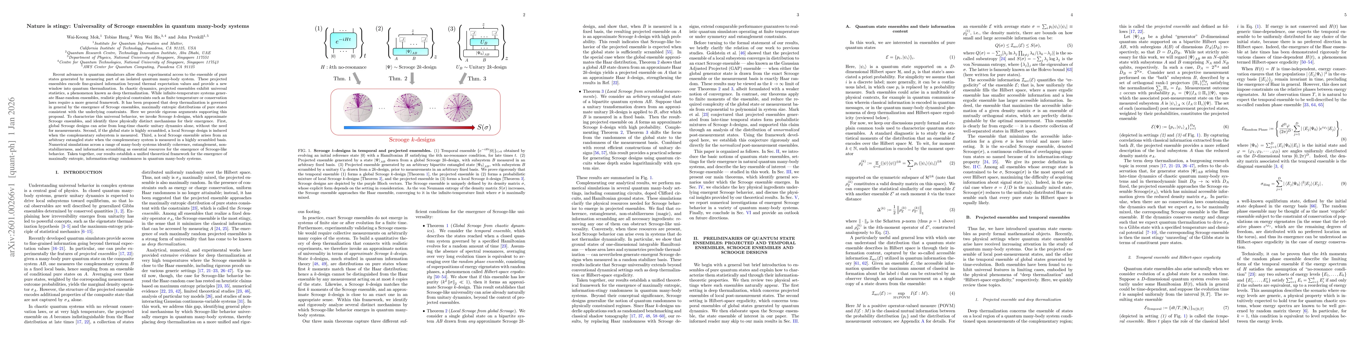 Thumbnail for Nature is stingy: Universality of Scrooge ensembles in quantum many-body systems