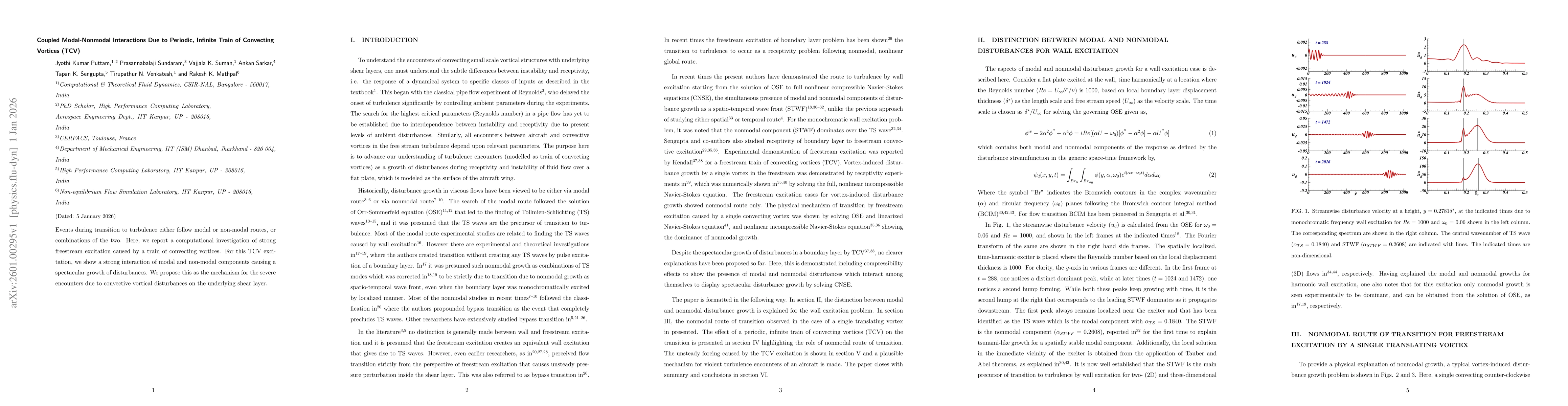 Thumbnail for Coupled Modal-Nonmodal Interactions Due to Periodic, Infinite Train of Convecting Vortices (TCV)