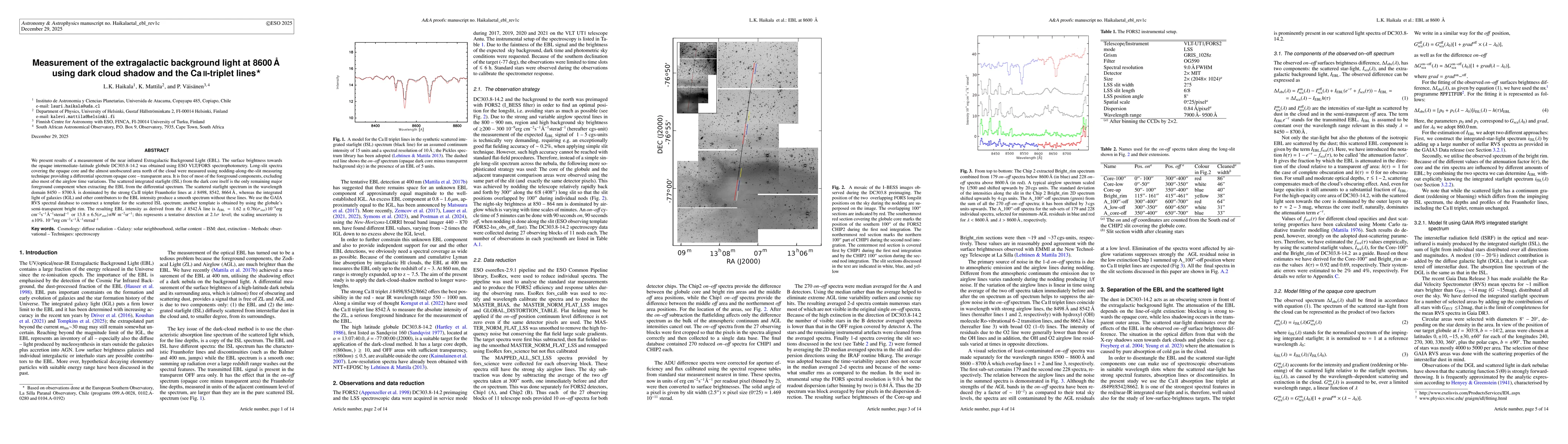 Thumbnail for Measurement of the extragalactic background light at 8600Å using dark cloud shadow and the CaII-triplet lines