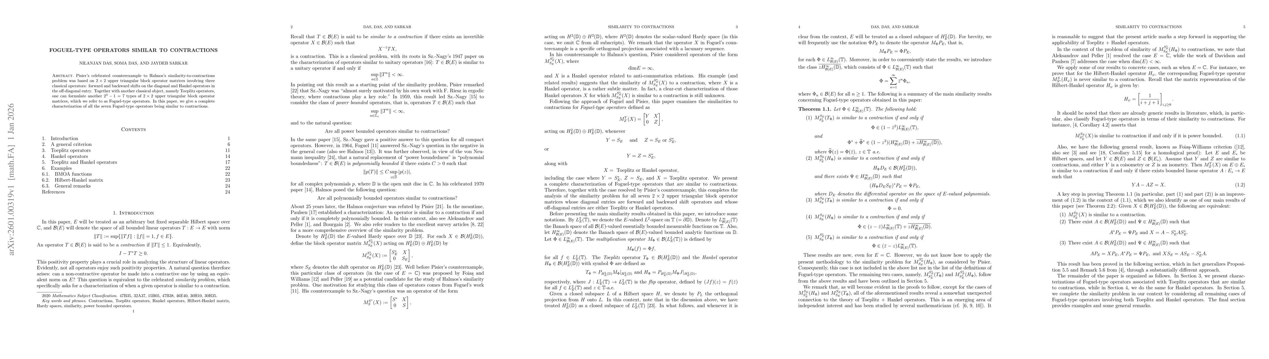 Thumbnail for Foguel-type operators similar to contractions
