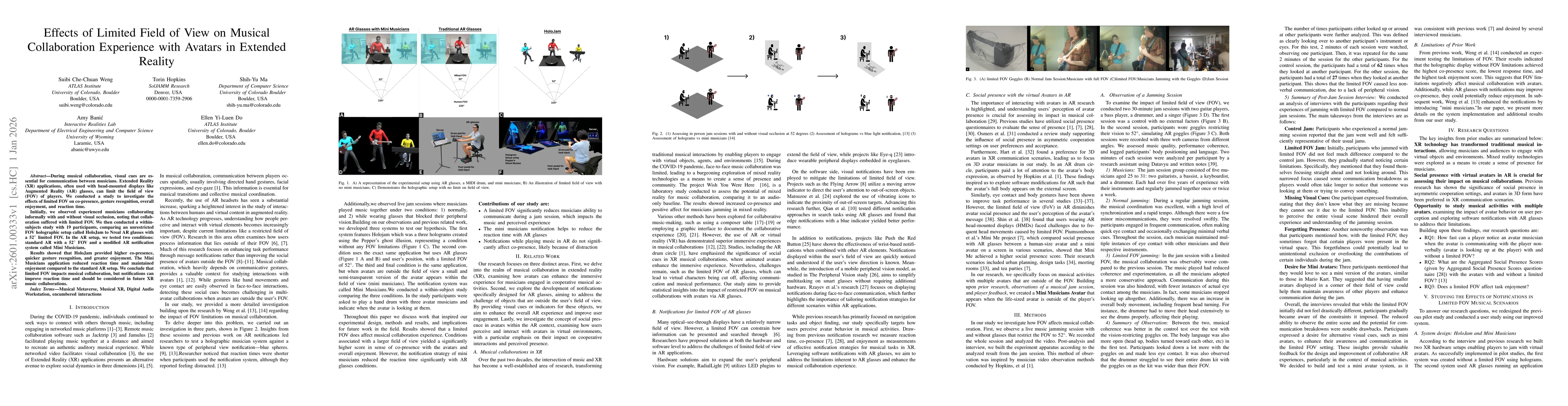 Thumbnail for Effects of Limited Field of View on Musical Collaboration Experience with Avatars in Extended Reality