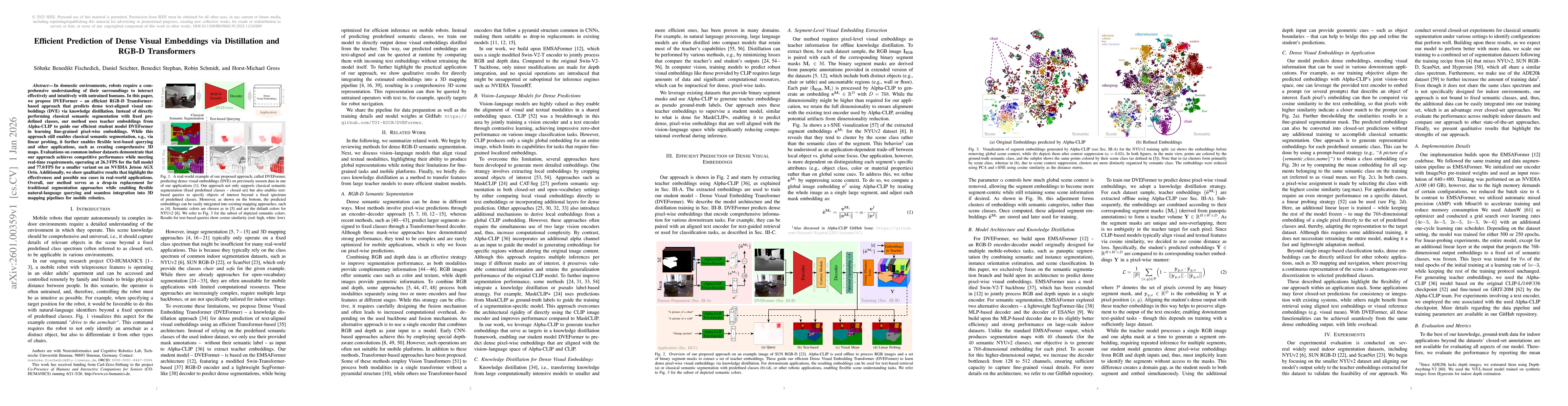 Thumbnail for Efficient Prediction of Dense Visual Embeddings via Distillation and RGB-D Transformers