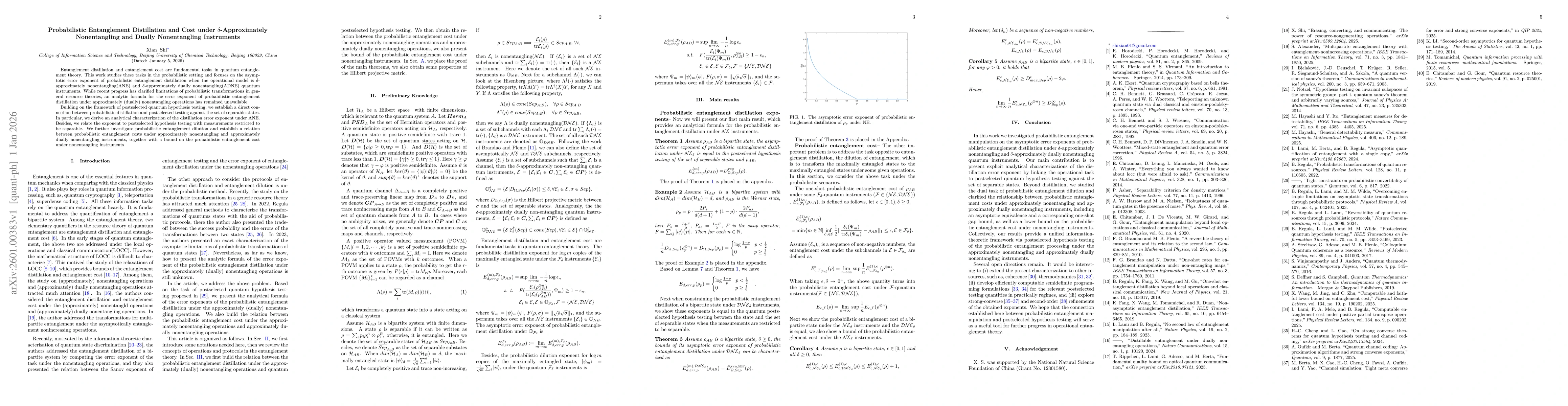 Thumbnail for Probabilistic Entanglement Distillation and Cost under Approximately Nonentangling and Dually Nonentangling Instruments