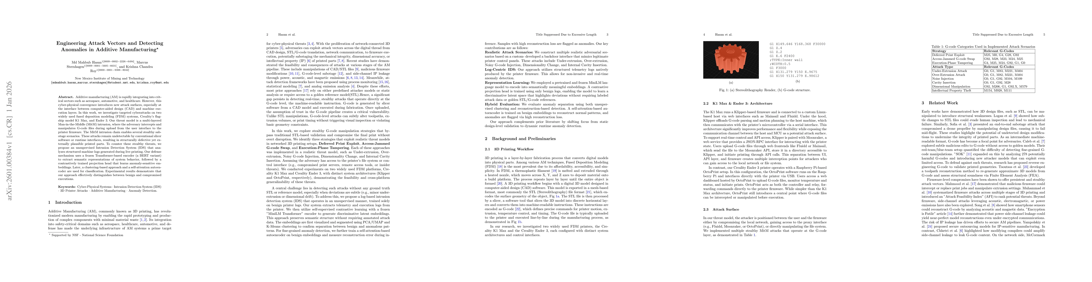 Thumbnail for Engineering Attack Vectors and Detecting Anomalies in Additive Manufacturing