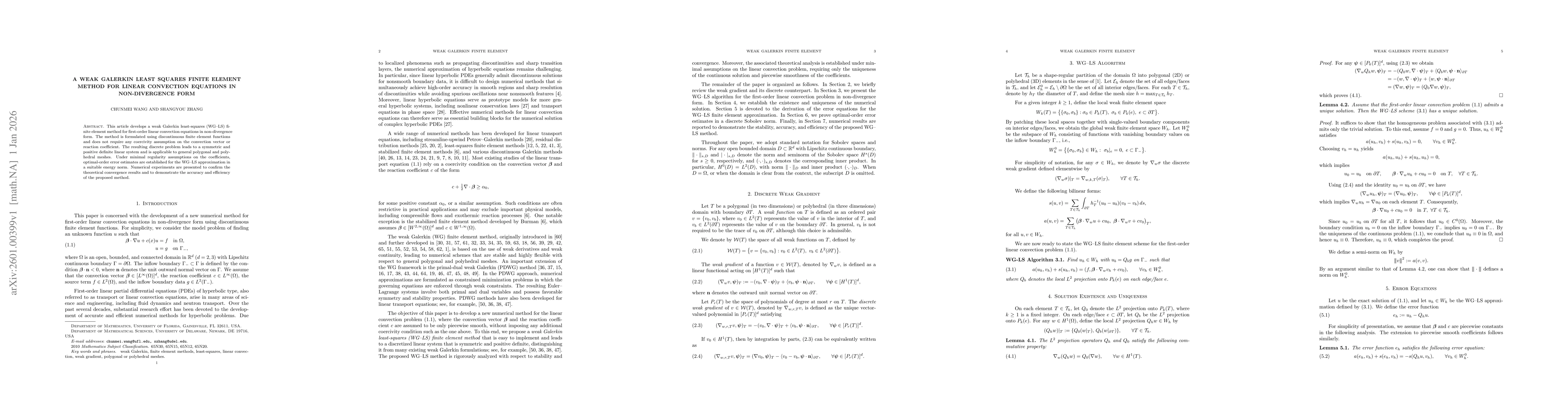 Thumbnail for A weak Galerkin least squares finite element method for linear convection equations in non-divergence form