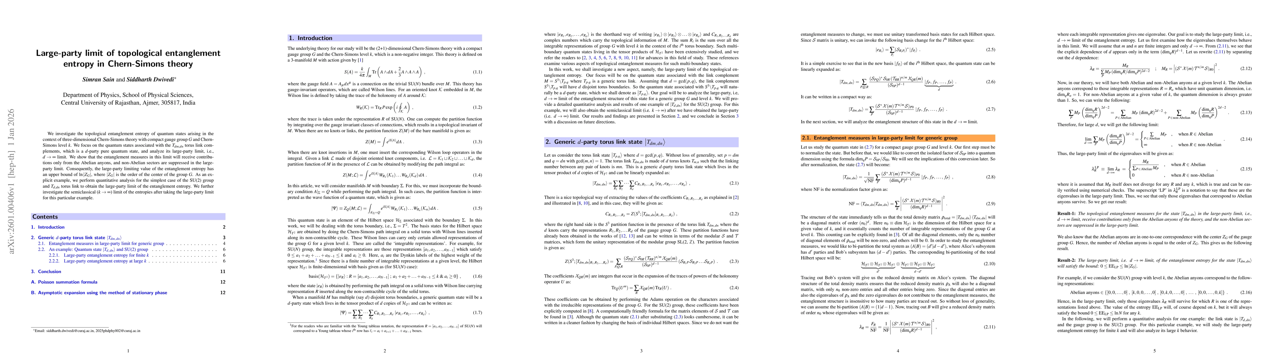 Thumbnail for Large-party limit of topological entanglement entropy in Chern-Simons theory