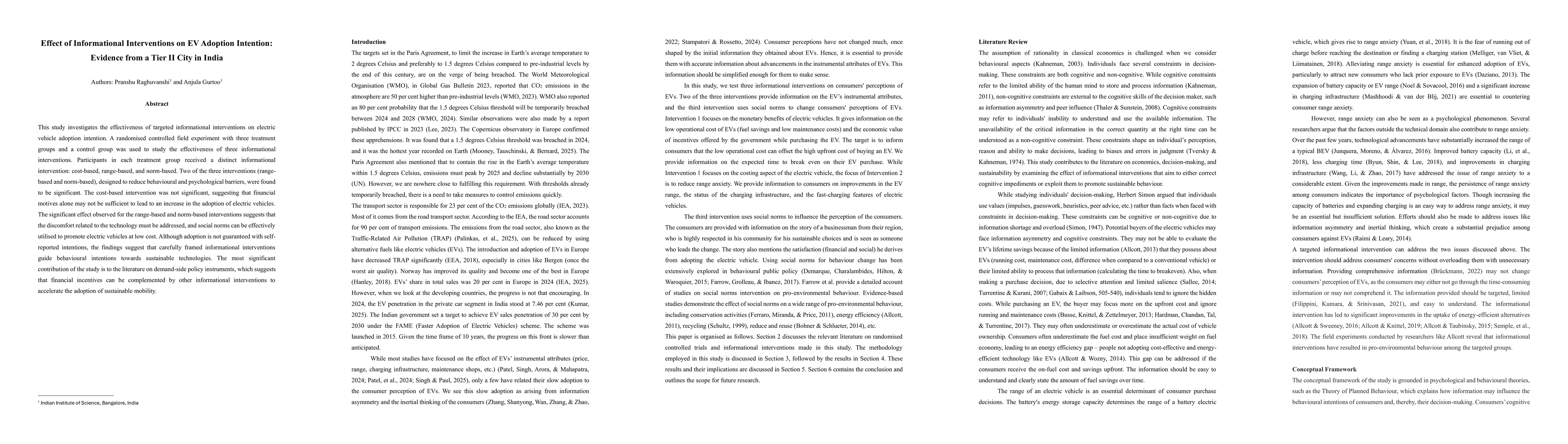 Thumbnail for Effect of Informational Interventions on EV Adoption Intention: Evidence from a Tier II City in India