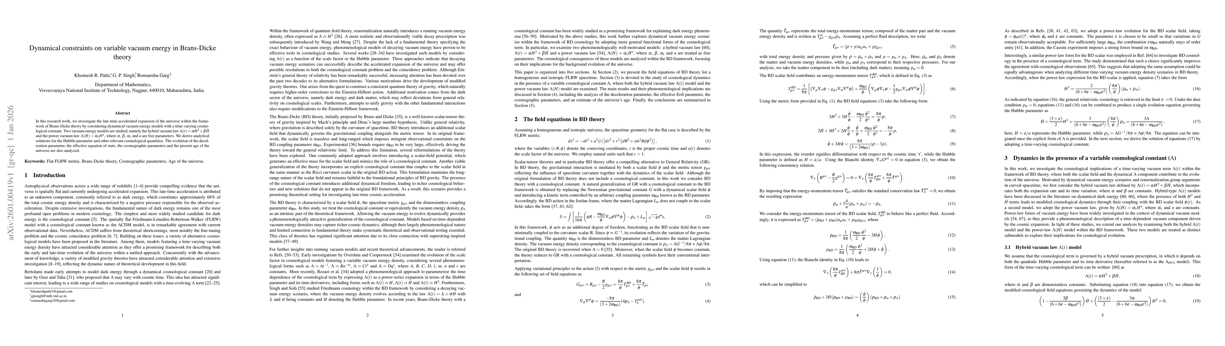 Thumbnail for Dynamical constraints on variable vacuum energy in Brans-Dicke theory