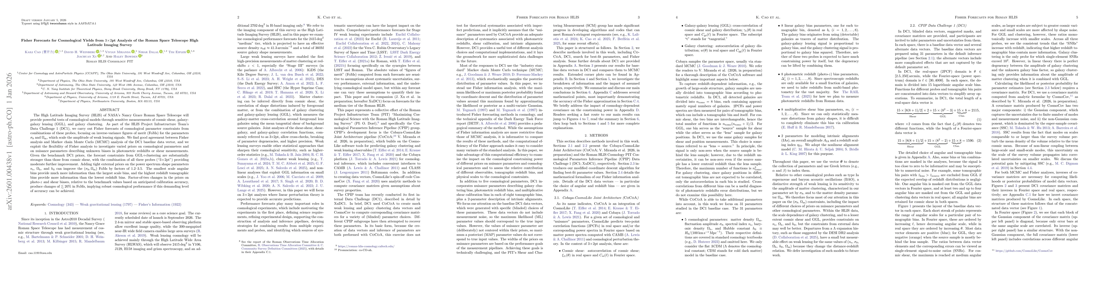 Thumbnail for Fisher Forecasts for Cosmological Yields from $3\!\times\!2$pt Analysis of the Roman Space Telescope High Latitude Imaging Survey