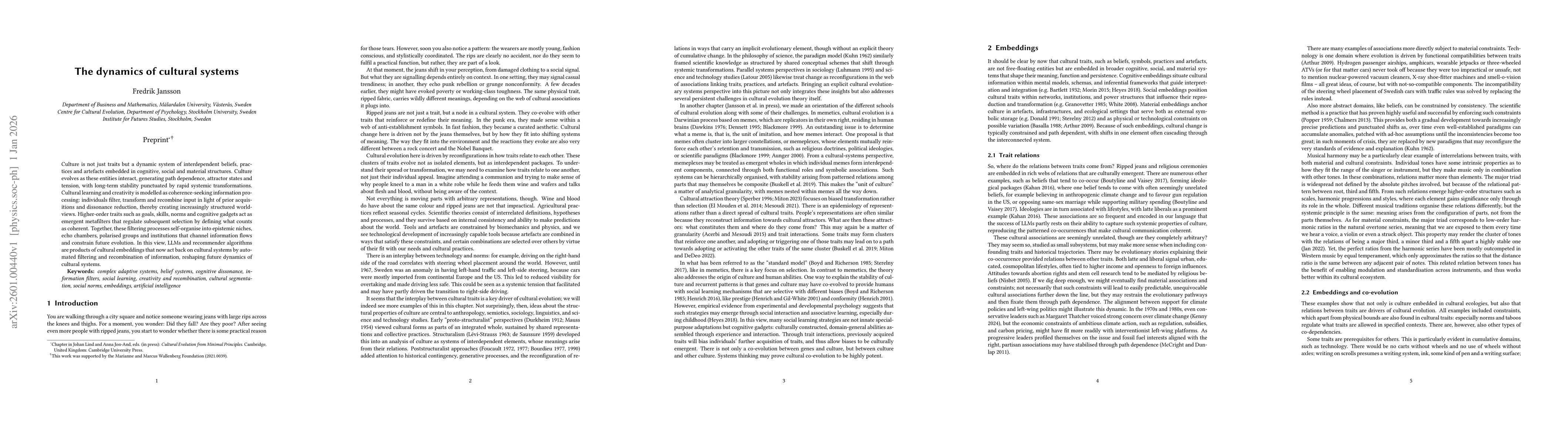 Thumbnail for The dynamics of cultural systems