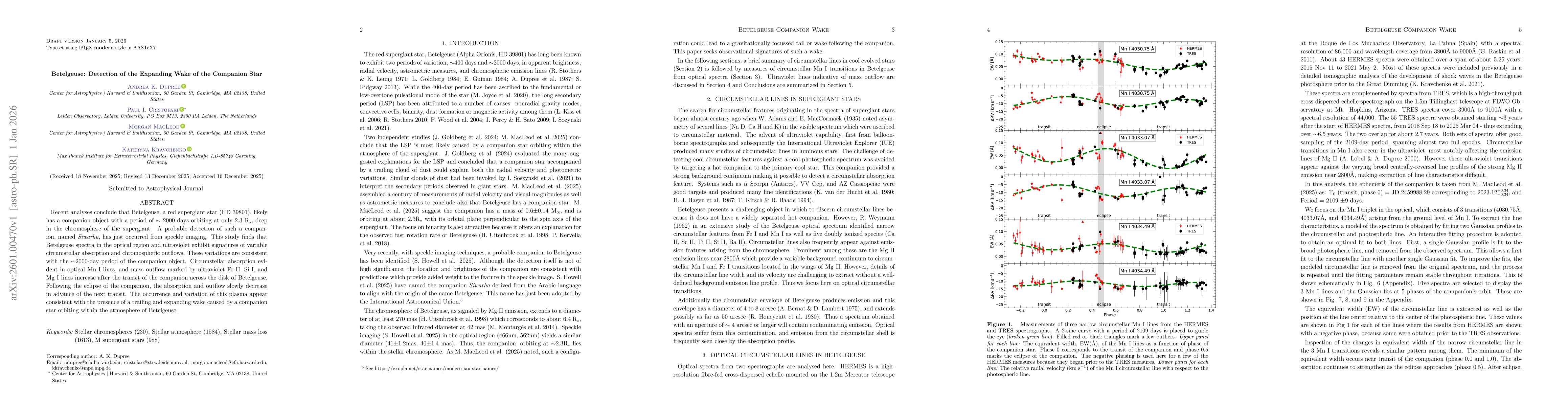 Thumbnail for Betelgeuse: Detection of the Expanding Wake of the Companion Star