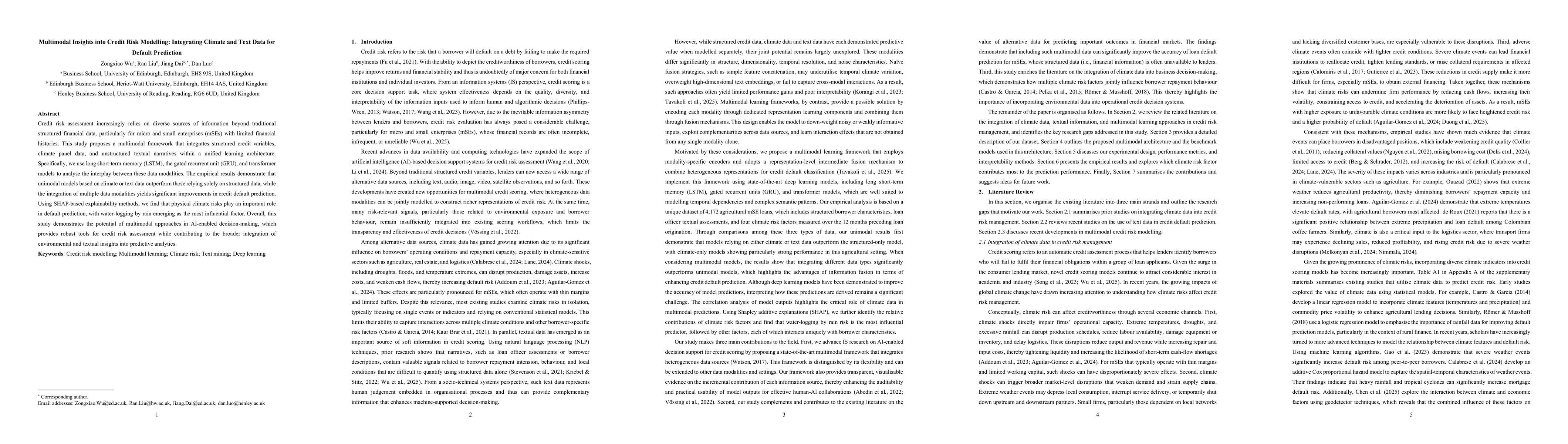 Thumbnail for Multimodal Insights into Credit Risk Modelling: Integrating Climate and Text Data for Default Prediction