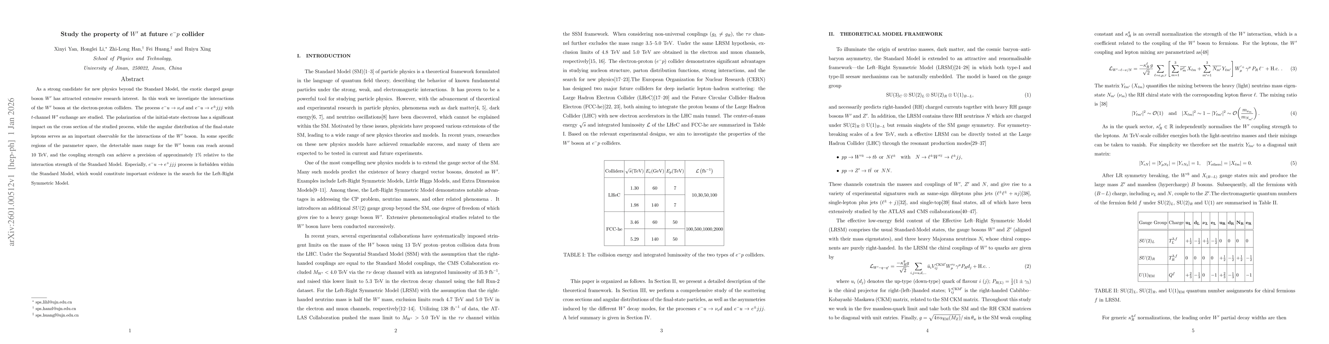 Thumbnail for Study the property of $W^{\prime}$ at future $e^-p$ collider