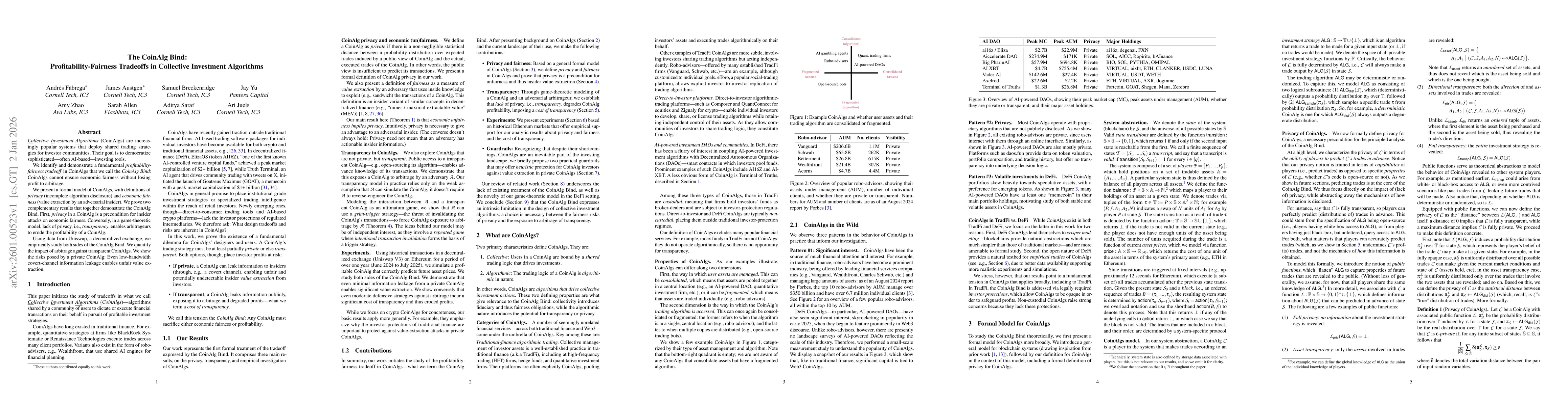Thumbnail for The CoinAlg Bind: Profitability-Fairness Tradeoffs in Collective Investment Algorithms