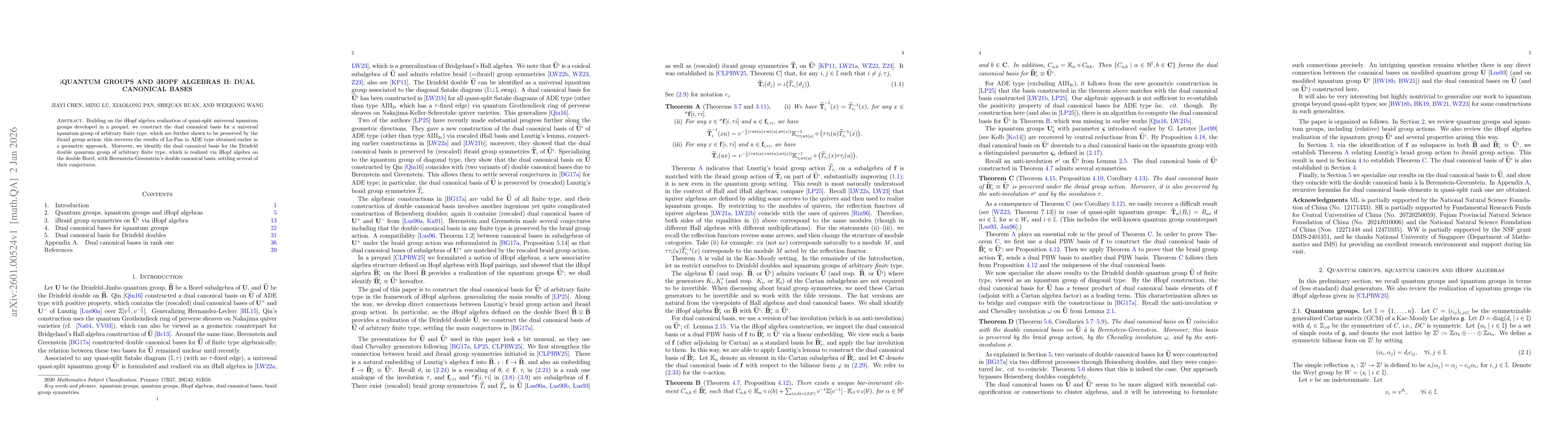 Thumbnail for iQuantum groups and iHopf algebras II: dual canonical bases