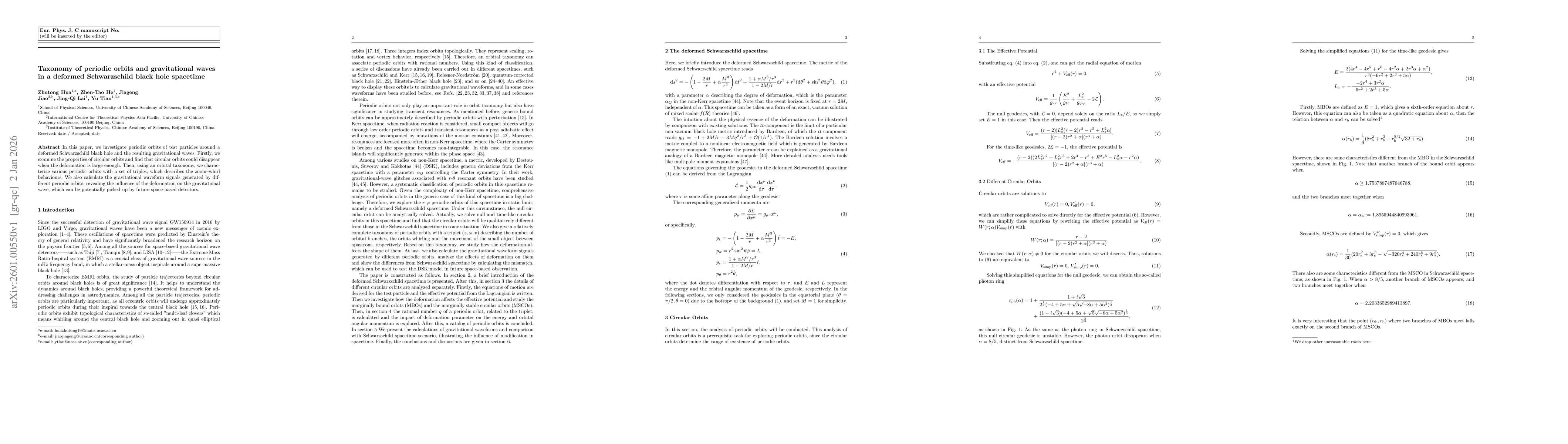 Thumbnail for Taxonomy of periodic orbits and gravitational waves in a deformed Schwarzschild black hole spacetime