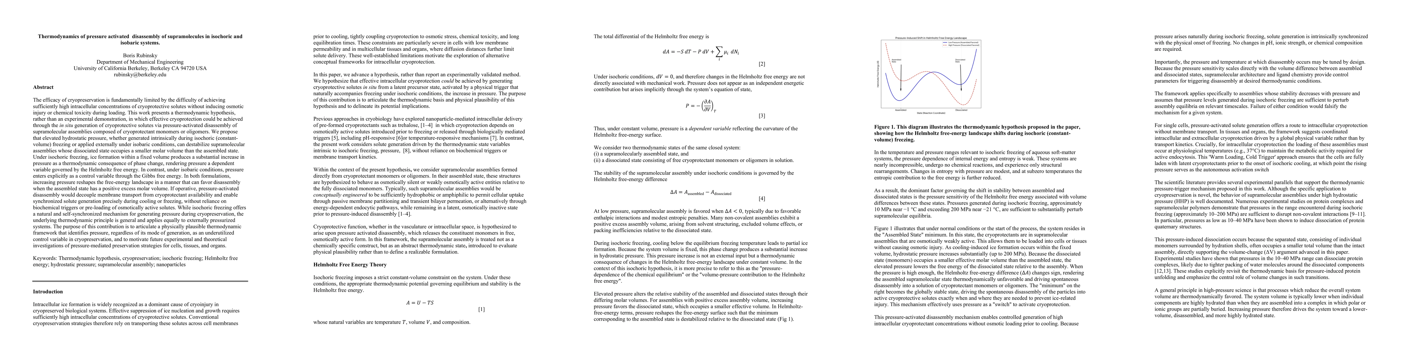 Thumbnail for The thermodynamics of pressure activated assembly of supramolecules in isochoric and isobaric systems