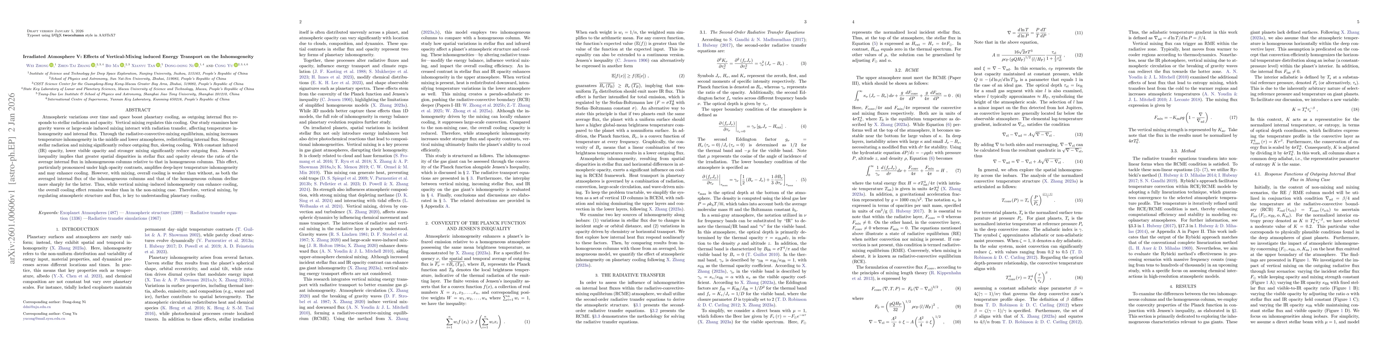 Thumbnail for Irradiated Atmosphere V: Effects of Vertical-Mixing induced Energy Transport on the Inhomogeneity