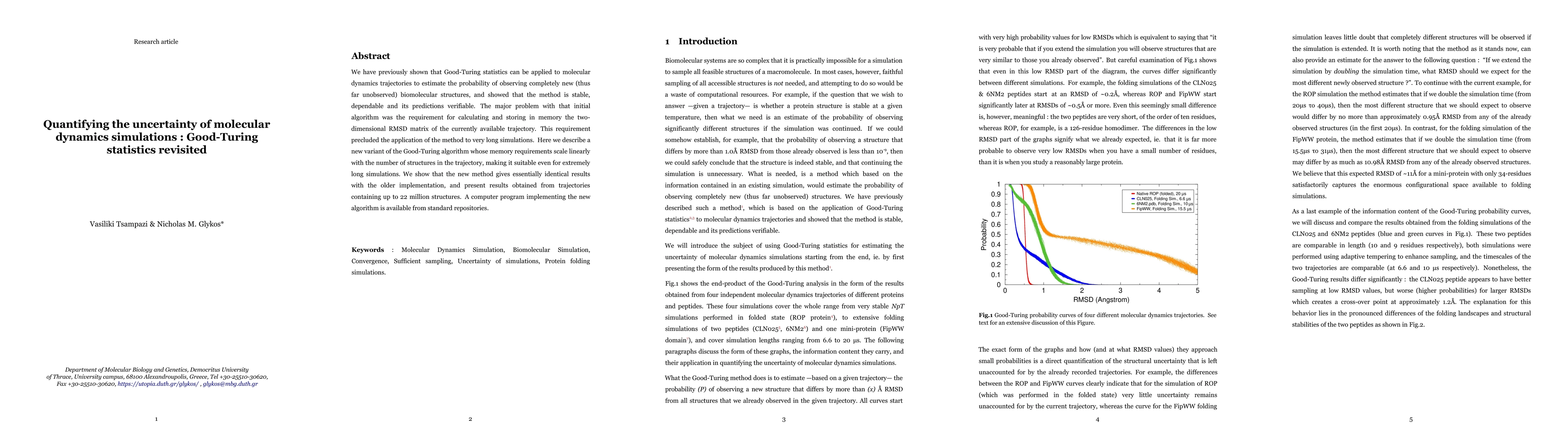 Thumbnail for Quantifying the uncertainty of molecular dynamics simulations : Good-Turing statistics revisited