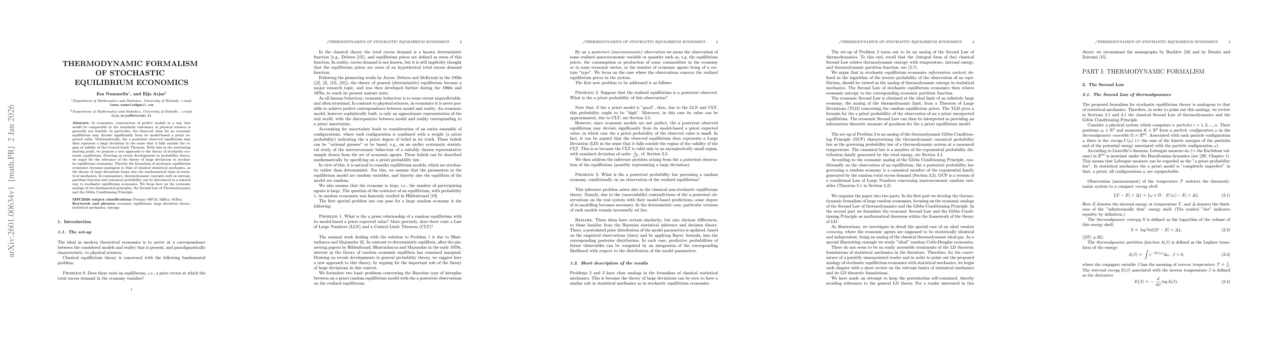 Thumbnail for Thermodynamic Formalism of Stochastic Equilibrium Economics
