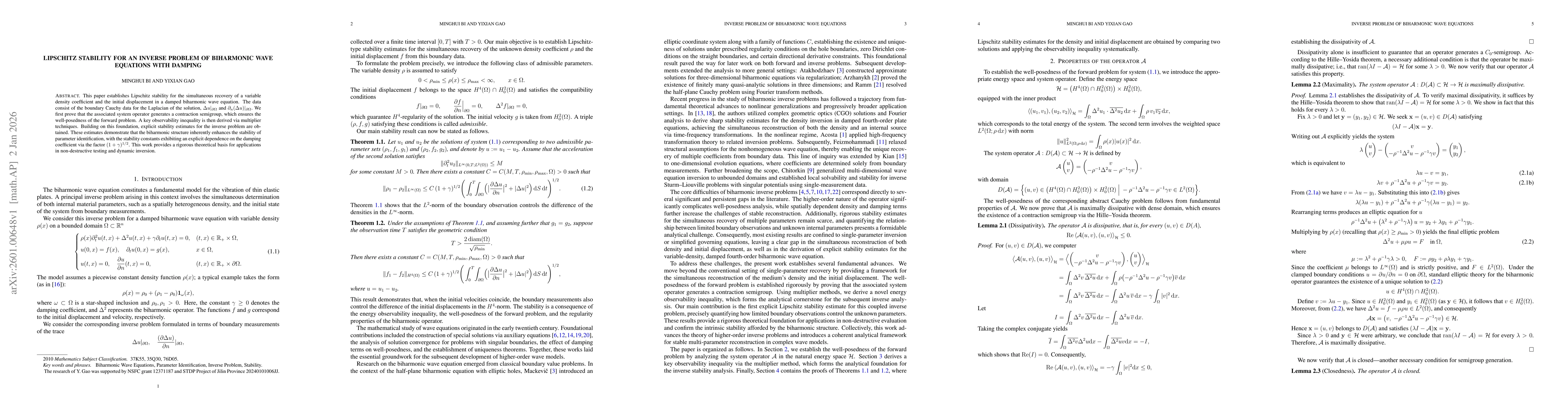 Thumbnail for Lipschitz Stability for an Inverse Problem of Biharmonic Wave Equations with Damping