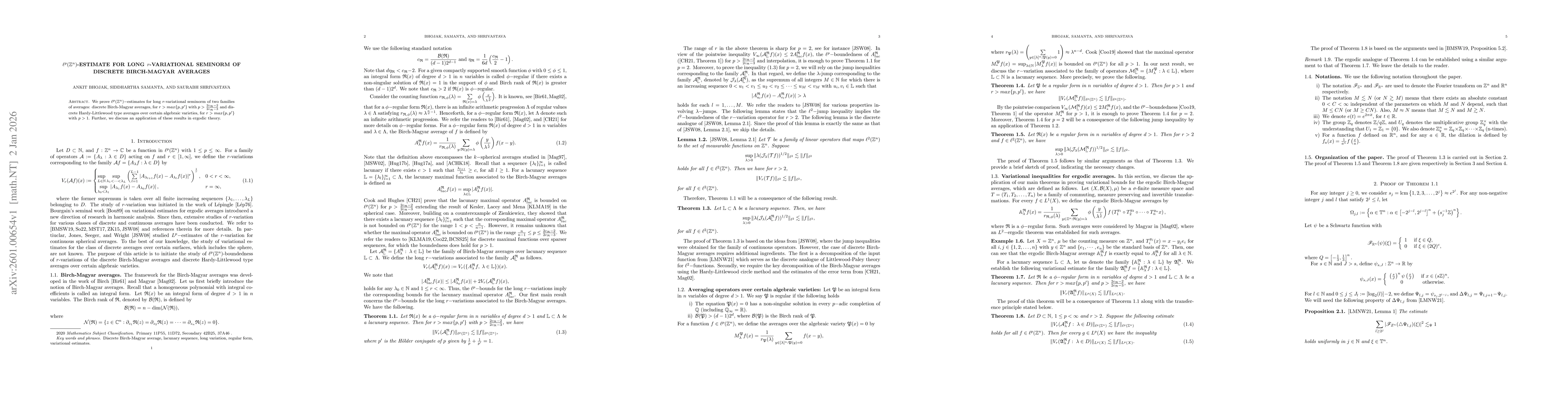 Thumbnail for $\ell^p(\mathbb{Z}^n)$-estimate for long $r$-variational seminorm of discrete Birch-Magyar averages