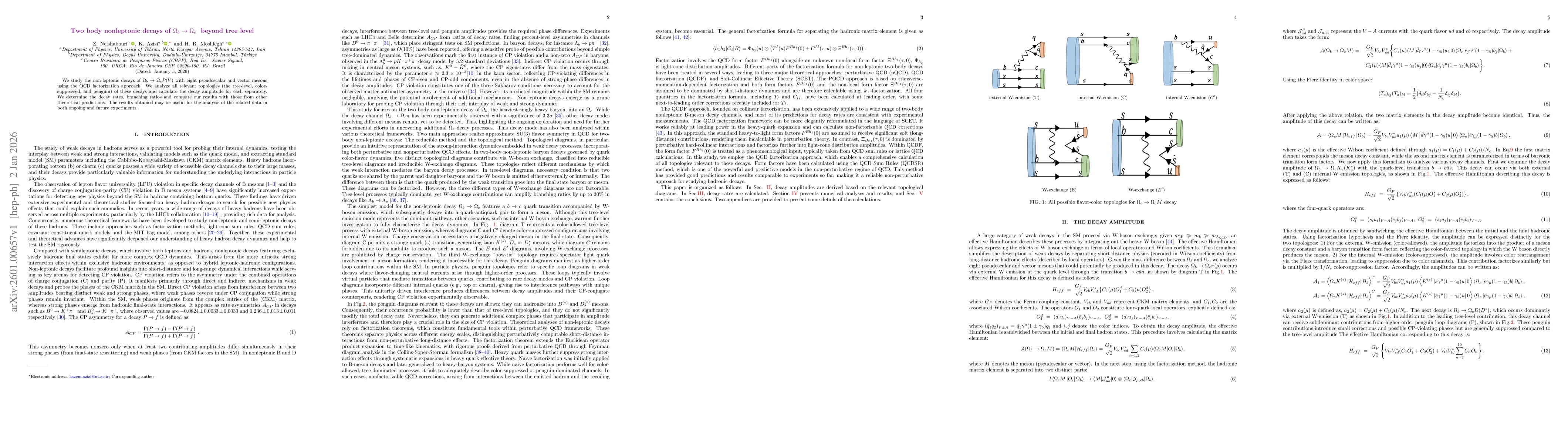 Thumbnail for Two body nonleptonic decays of $Ω_{b}\rightarrow Ω_{c}$ beyond tree level