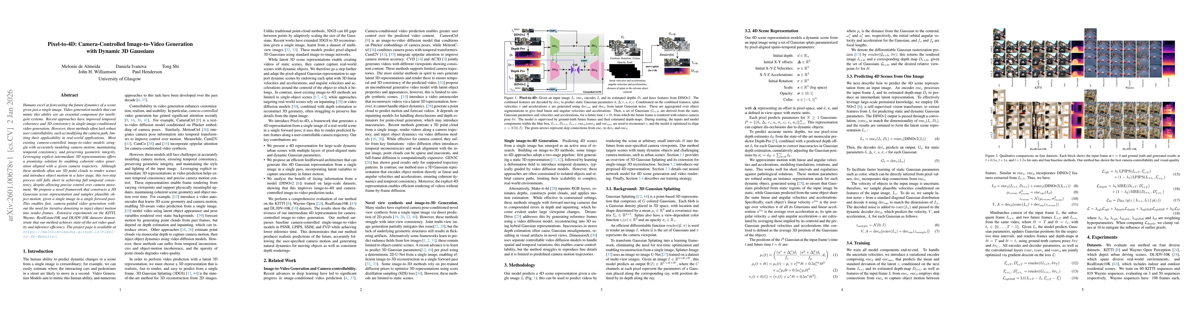 Thumbnail for Pixel-to-4D: Camera-Controlled Image-to-Video Generation with Dynamic 3D Gaussians