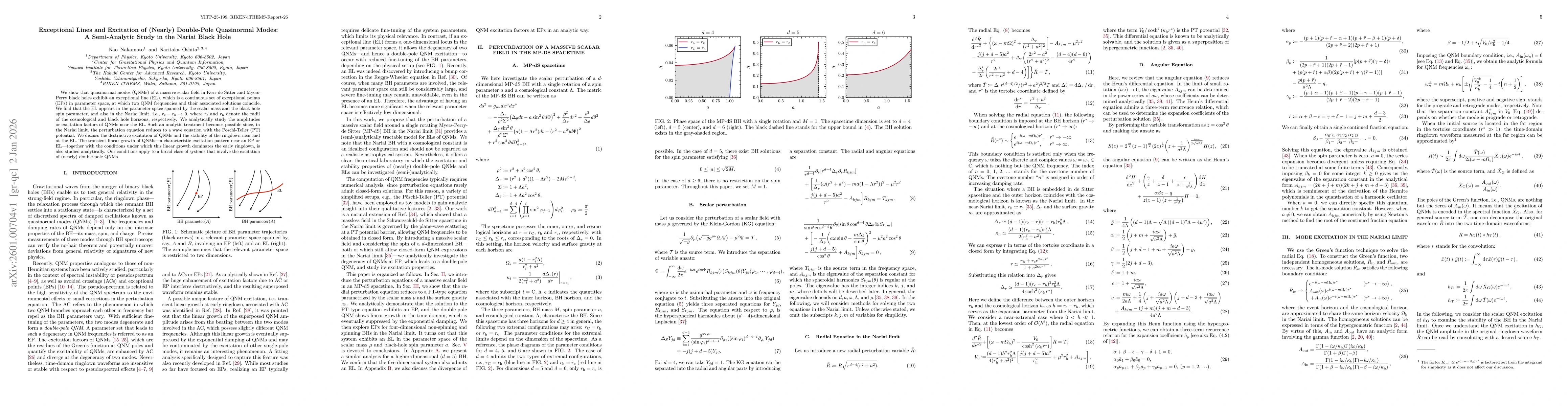 Thumbnail for Exceptional Lines and Excitation of (Nearly) Double-Pole Quasinormal Modes: A Semi-Analytic Study in the Nariai Black Hole