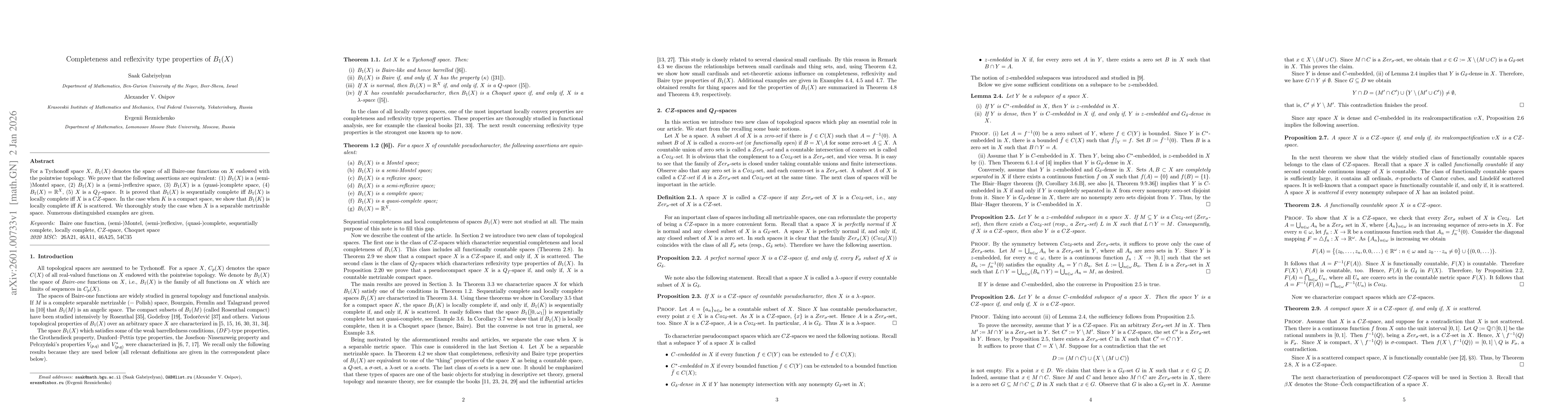 Thumbnail for Completeness and reflexivity type properties of $B_1(X)$