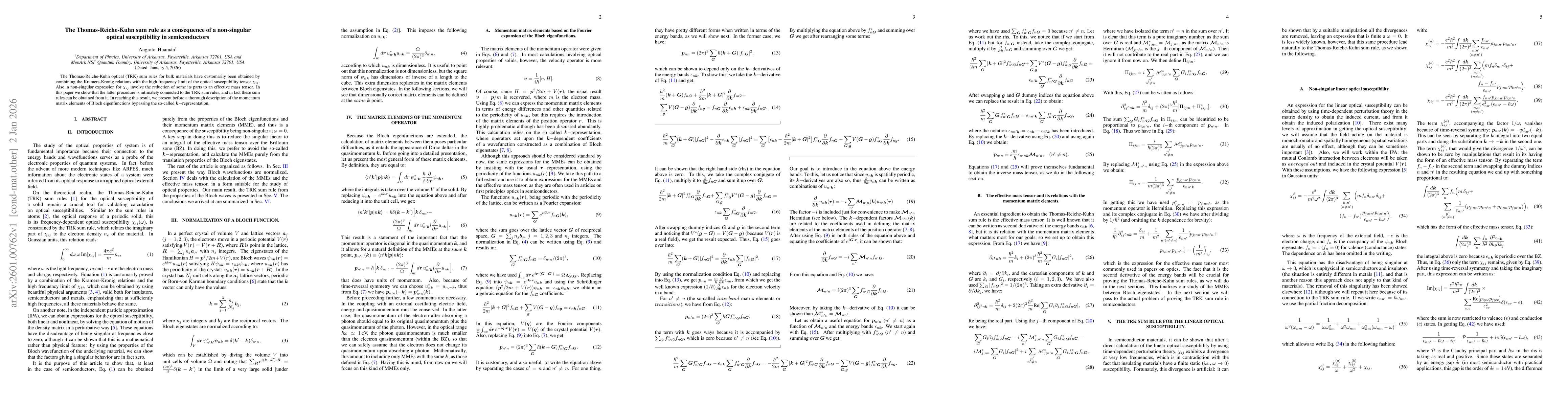 Thumbnail for The Thomas-Reiche-Kuhn sum rule as a consequence of a non-singular optical susceptibility in semiconductors