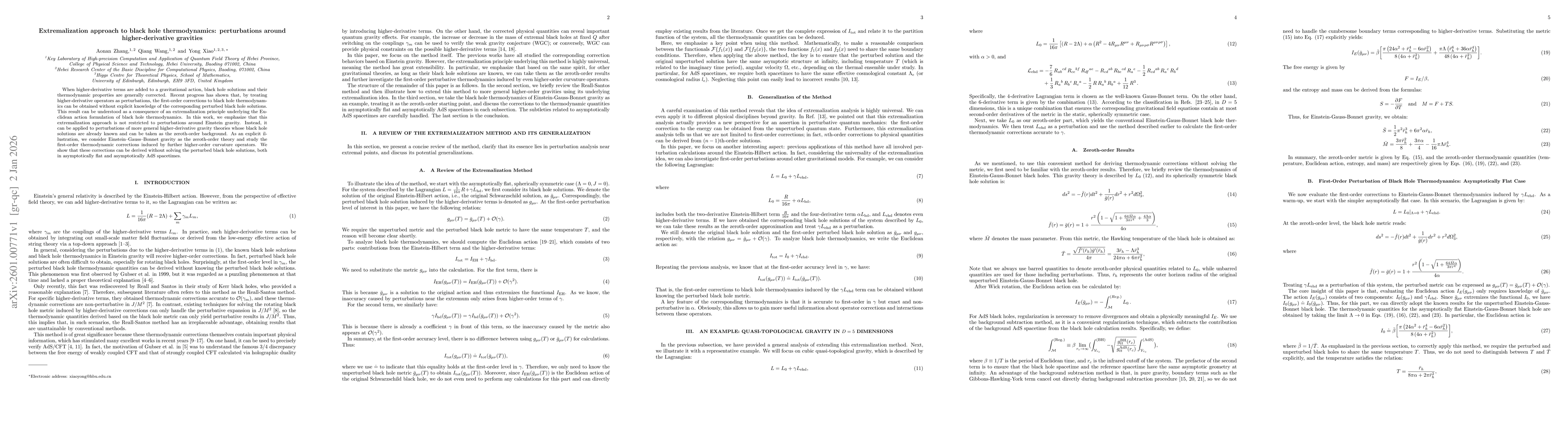 Thumbnail for Extremalization approach to black hole thermodynamics: perturbations around higher-derivative gravities