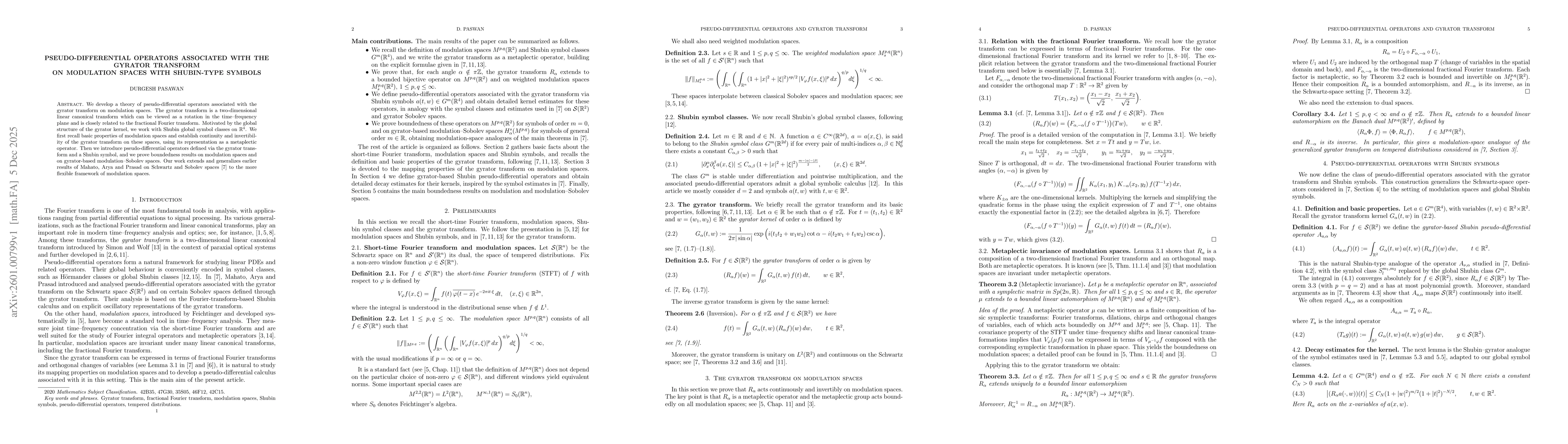 Thumbnail for Pseudo-differential operators associated with the gyrator transform on modulation spaces with Shubin-type symbols