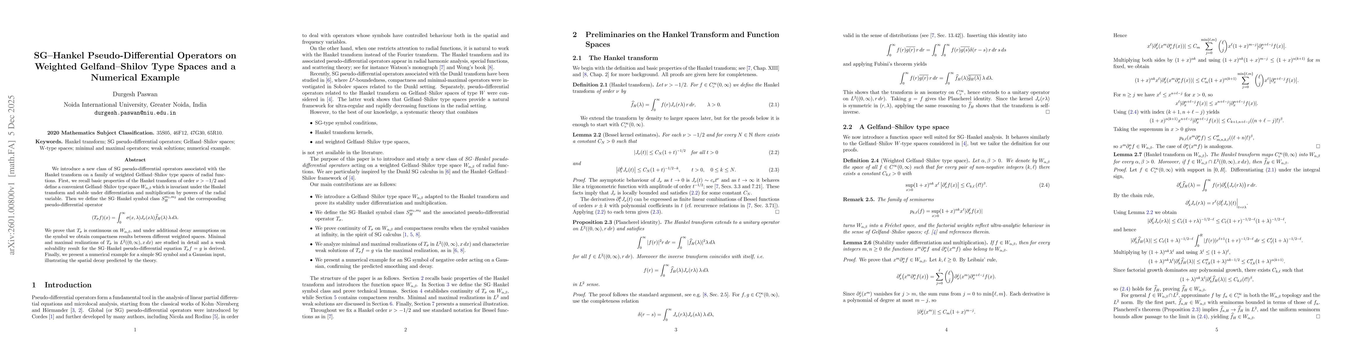 Thumbnail for SG-Hankel Pseudo-Differential Operators on Weighted Gelfand-Shilov Type Spaces and a Numerical Example