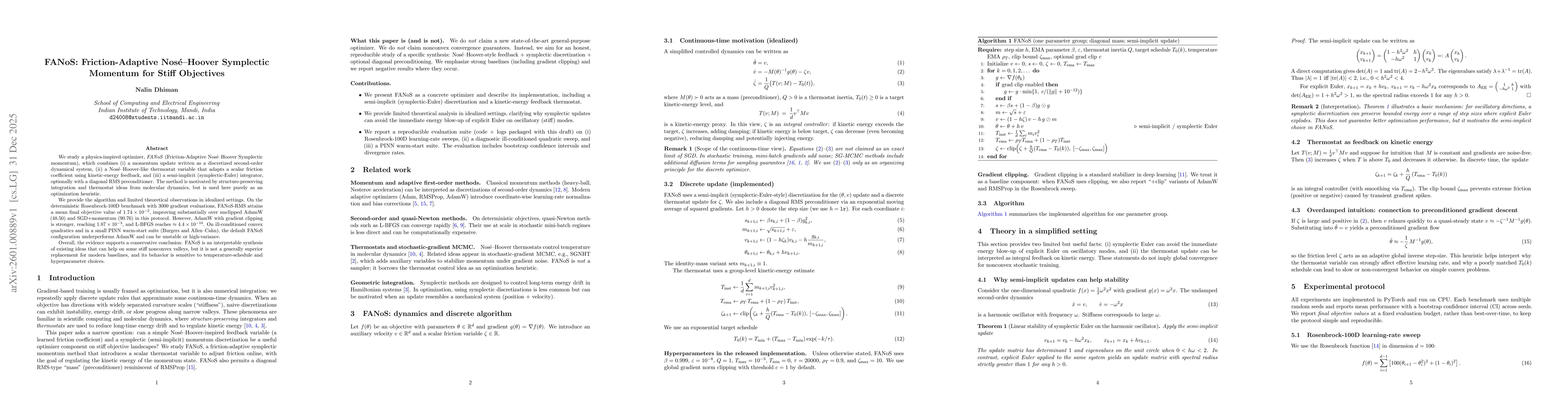 Thumbnail for FANoS: Friction-Adaptive Nosé--Hoover Symplectic Momentum for Stiff Objectives