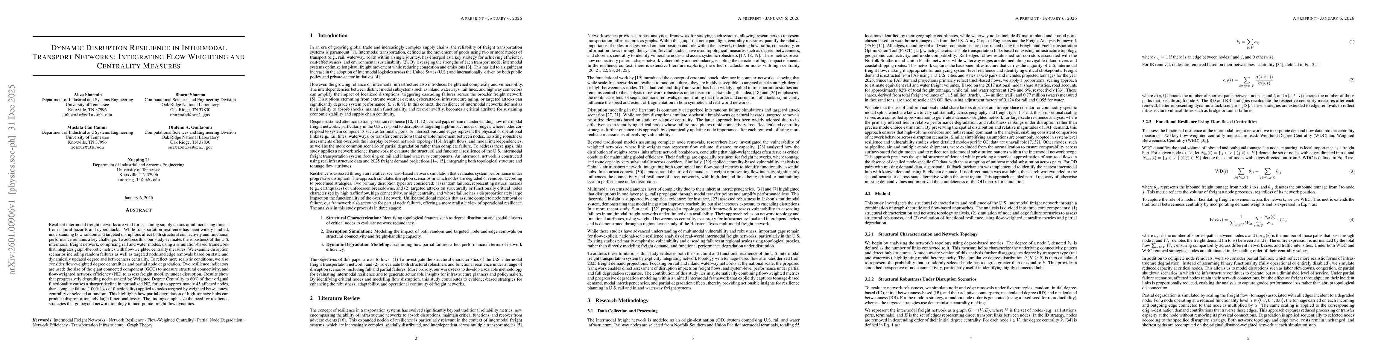 Thumbnail for Dynamic Disruption Resilience in Intermodal Transport Networks: Integrating Flow Weighting and Centrality Measures
