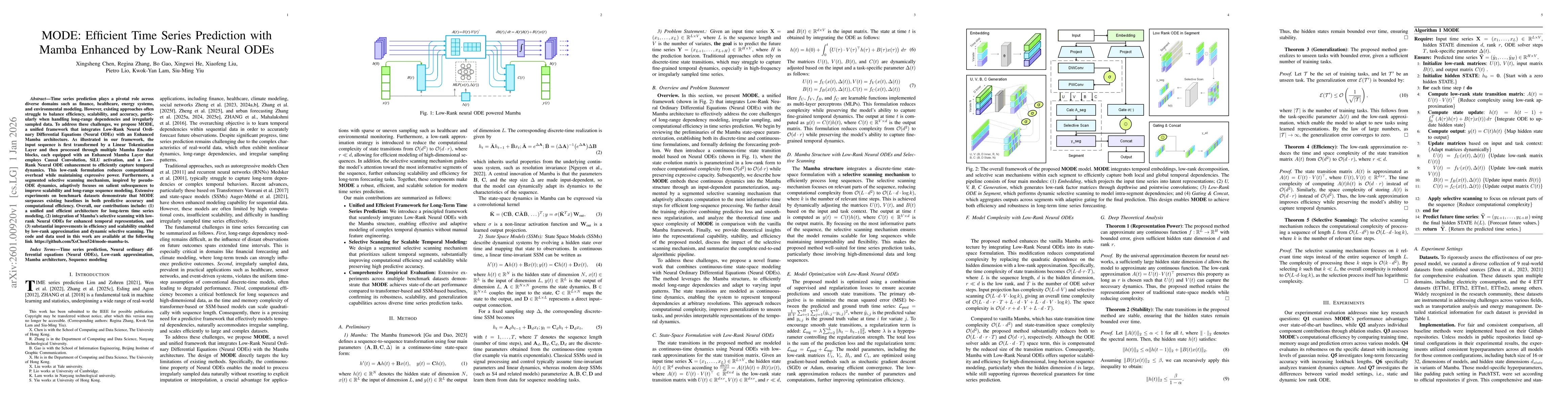 Thumbnail for MODE: Efficient Time Series Prediction with Mamba Enhanced by Low-Rank Neural ODEs