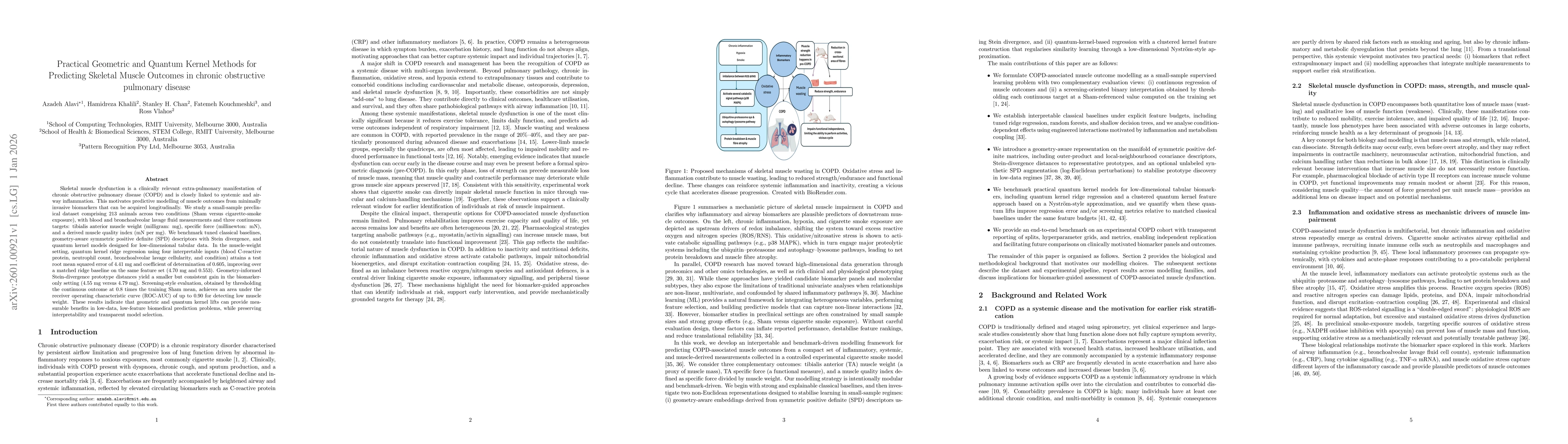 Thumbnail for Practical Geometric and Quantum Kernel Methods for Predicting Skeletal Muscle Outcomes in chronic obstructive pulmonary disease