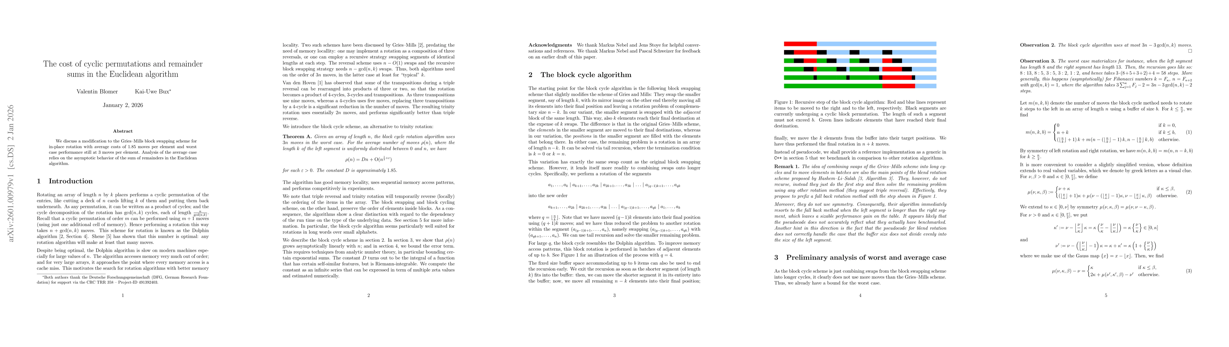 Thumbnail for The cost of cyclic permutations and remainder sums in the Euclidean algorithm