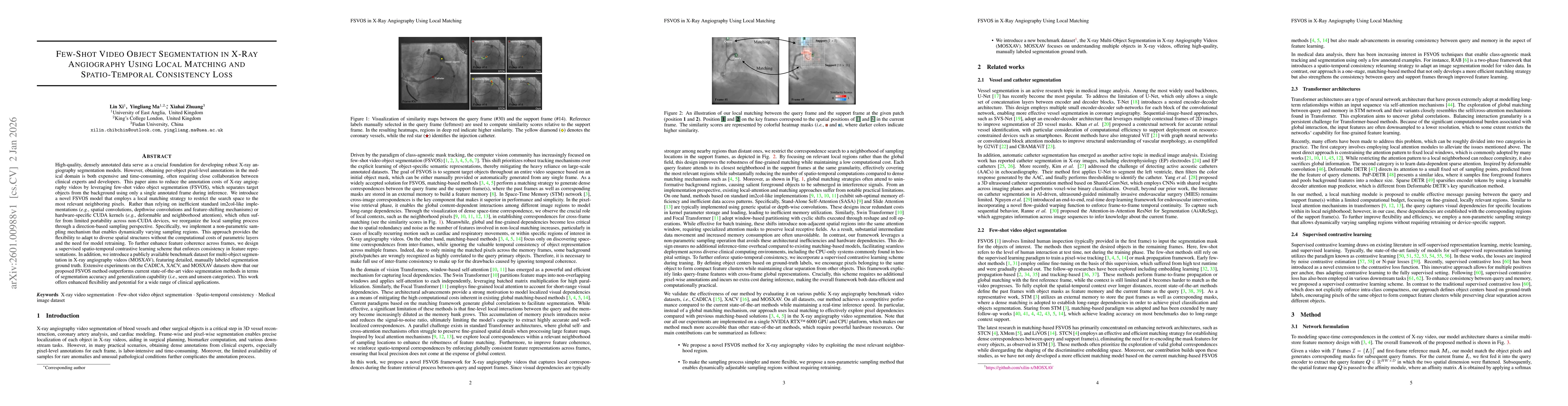 Thumbnail for Few-Shot Video Object Segmentation in X-Ray Angiography Using Local Matching and Spatio-Temporal Consistency Loss